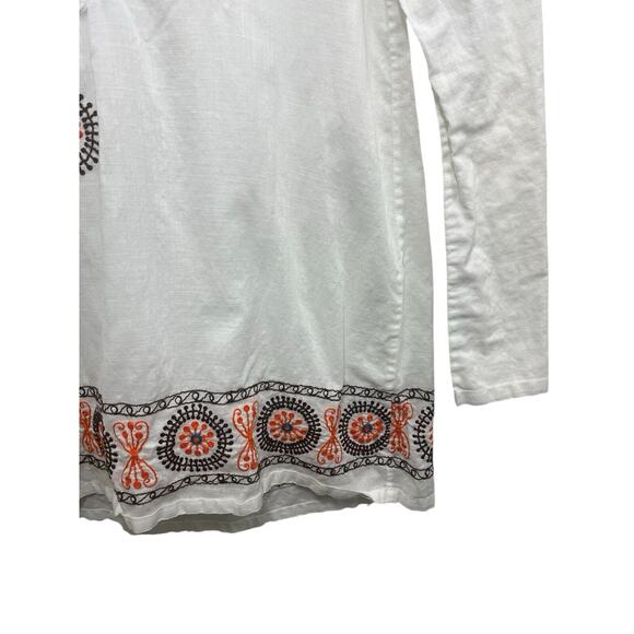 Roberta Freymann Women's Tunic Coverup V Neck White Embroidered Large Resort 90s - Picture 10 of 11